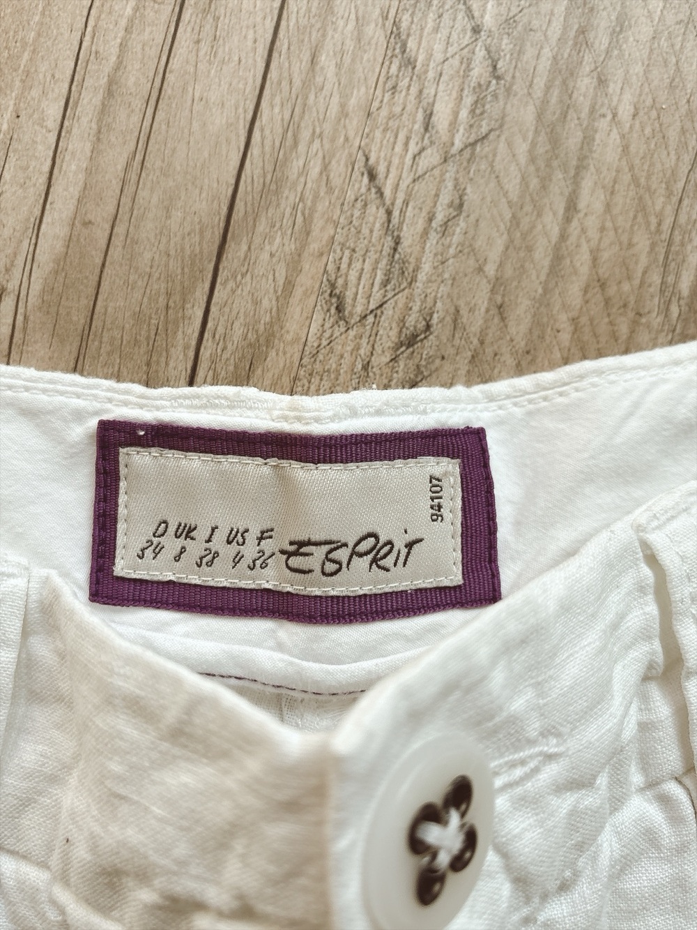 Esprit Women’s White Linen Pants Straight Leg Coastal Summer Nautical Vacation - Picture 6 of 13